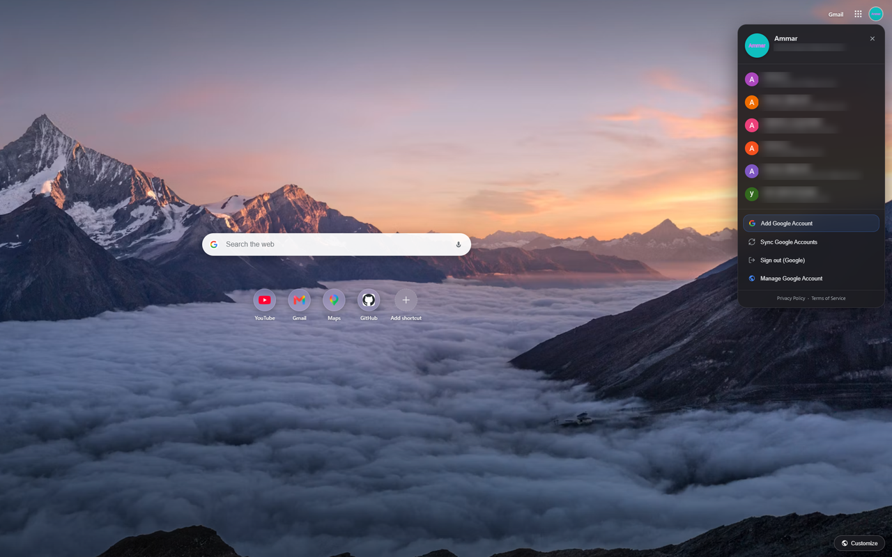 Google Account Switcher Screenshot